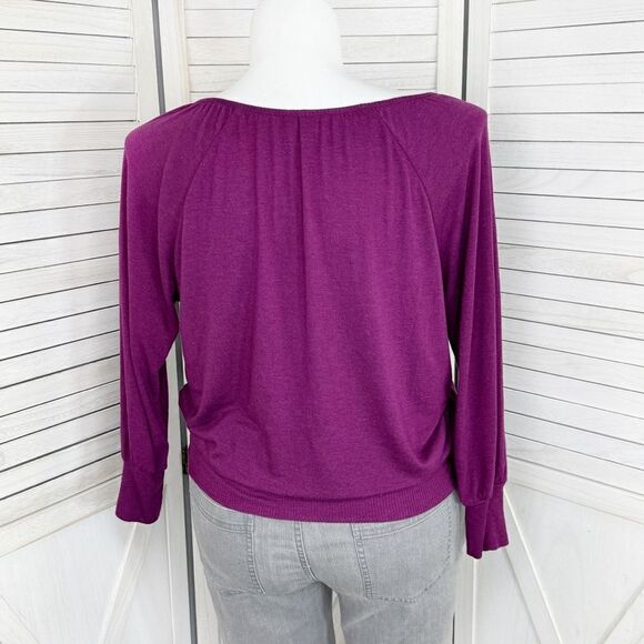 Old Navy Button V Neck Knit Top Shirt Purple Large - Picture 4 of 12